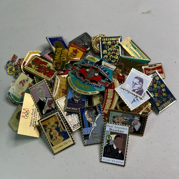 mixed Lot of Pins Bud Bowl Football Pins & Historical Figures Pins & More - Picture 1 of 12
